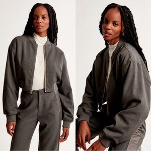 NWT Abercrombie & Fitch Nicole Benefield Women's Charcoal Bomber Jacket XL